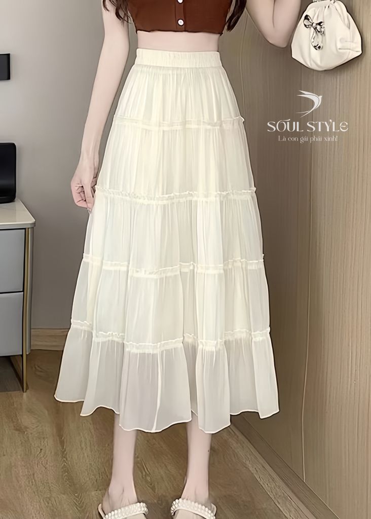 CHÂN VÁY VOAN TƠ TẦNG XOÈ DÁNG DÀI