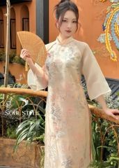 SET ÁO DÀI CÁCH TÂN VOAN TƠ THÊU CUNG ĐÌNH