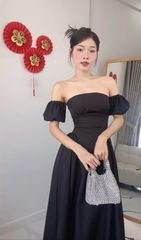 ĐẦM CÚP NGỰC THON EO DÁNG XOÈ DÀI TAY RỜI