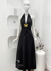 [TAG BƯỚM VÀNG] ĐẦM LỤA CỔ YẾM DÁNG DÀI