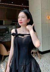 ĐẦM XÒE HAI DÂY BUỘC NƠ 1 BÊN KENVI DRESS