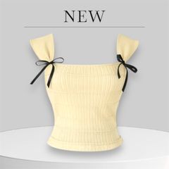 AUDREY TOP - ÁO THUN CROPTOP CỔ VUÔNG CỘT NƠ HAI BÊN NGỰC