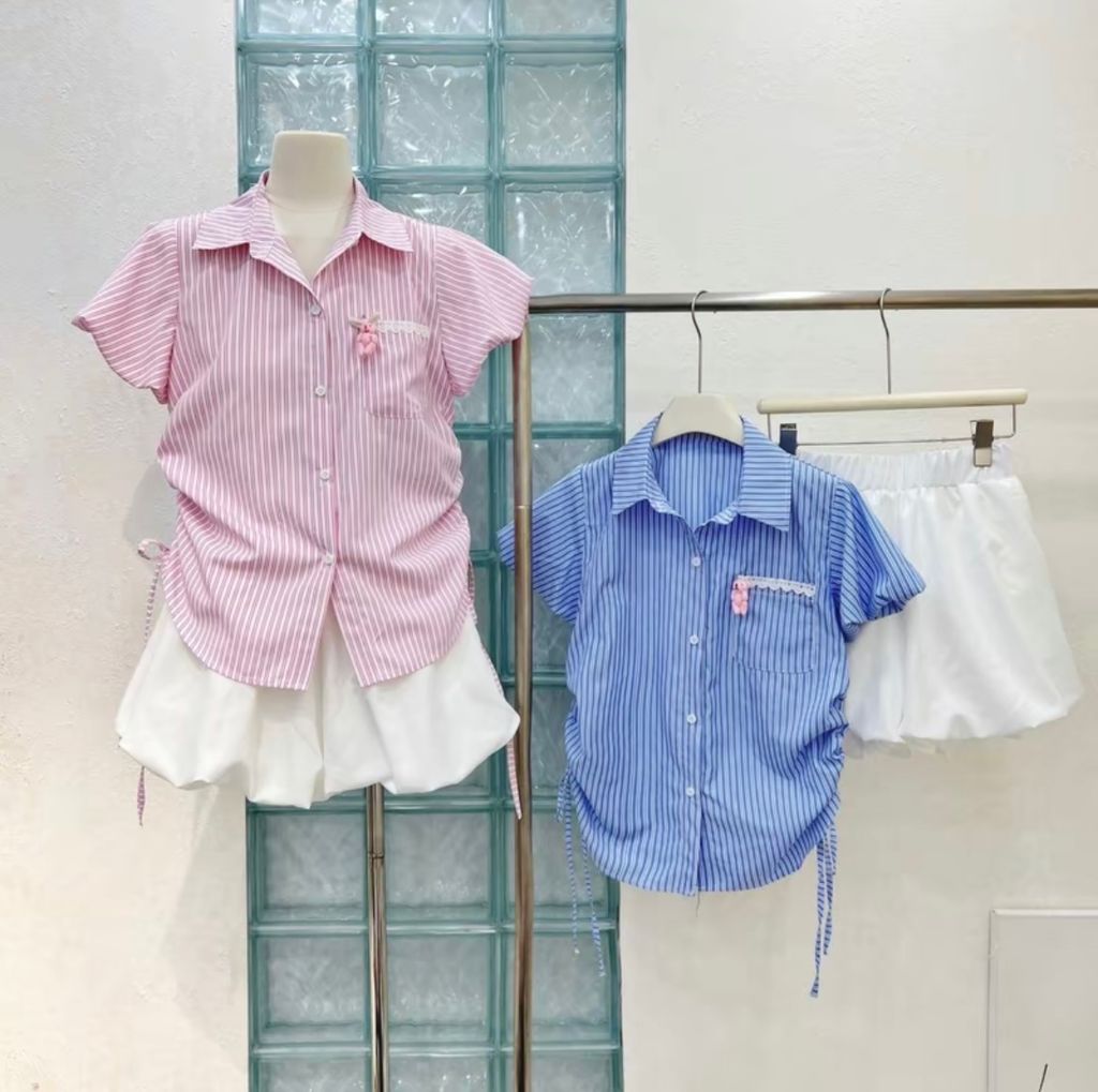 SET SƠ MI THỎ SỌC KÈM QUẦN BÍ