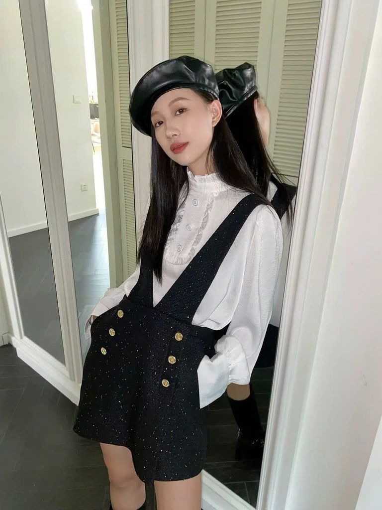 SET ÁO SƠ MI TRẮNG KÈM YẾM DẠ TWEED LẤP SÁNH