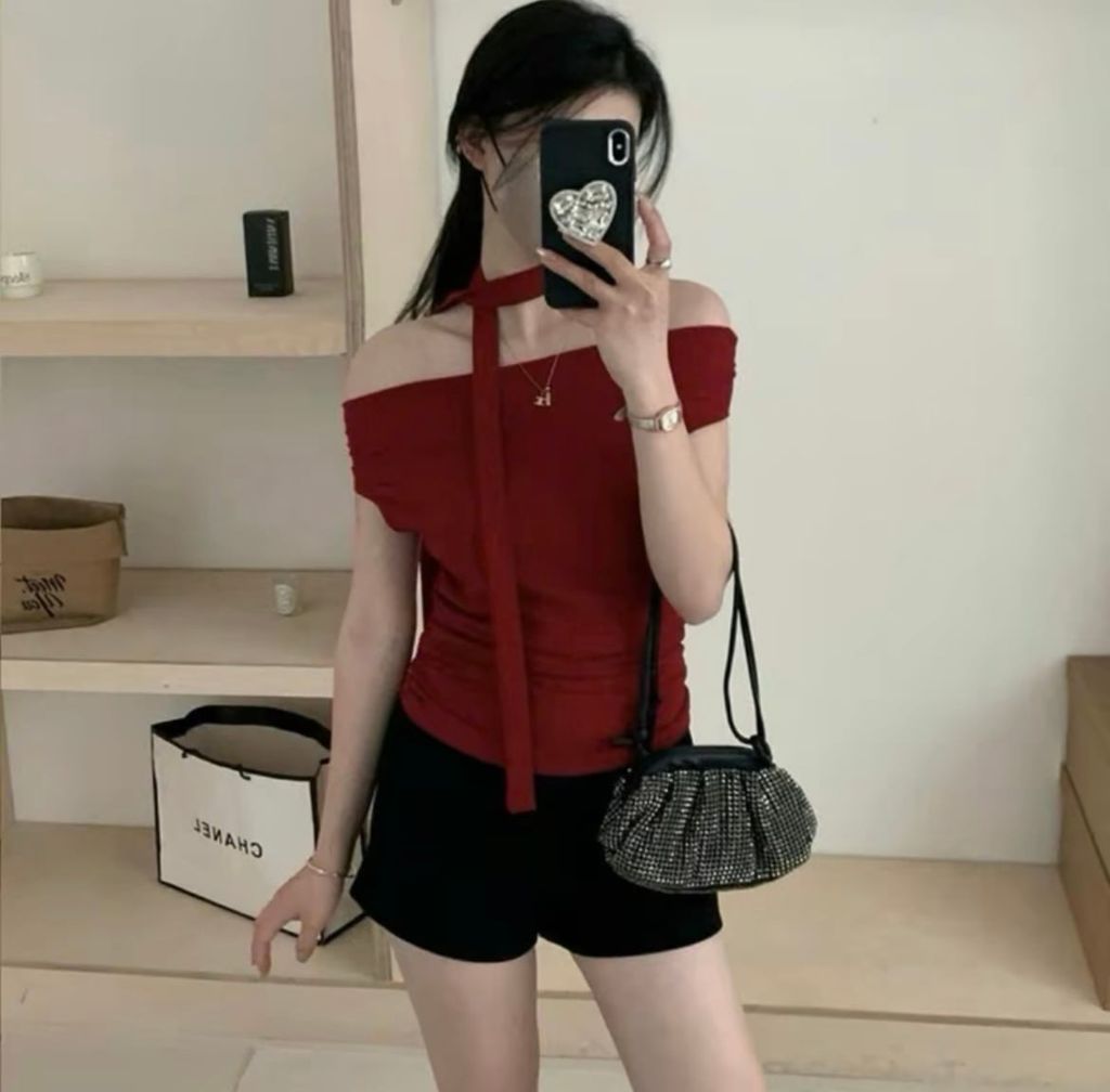 ÁO THUN GÂN BẸT VAI KÈM DÂY NHIỀU KIỂU JUSTDUN