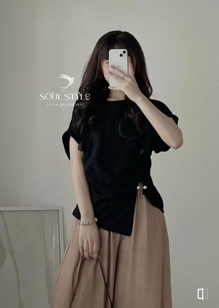 ÁO THUN KIỂU VẠT NHỌN NHÚN EO MẶT TRĂNG NGỌC TRAI