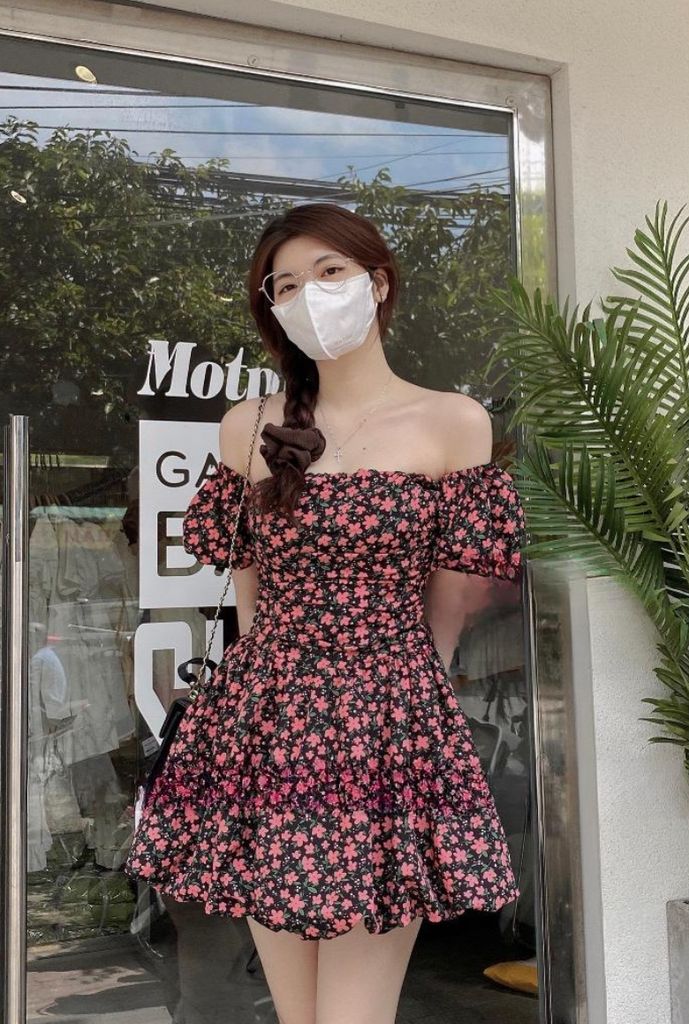 FREESIZE JUM BẸT VAI HOA NHÚNG NGỰC