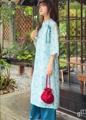 SET ÁO DÀI CÁCH TÂN VOAN TƠ THỦY NGUYÊN  PHỐI NƠ