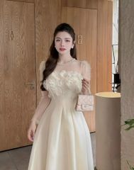 ĐẦM XÒE DÀI HOA NGỰC ĐÍNH NGỌC TRAI