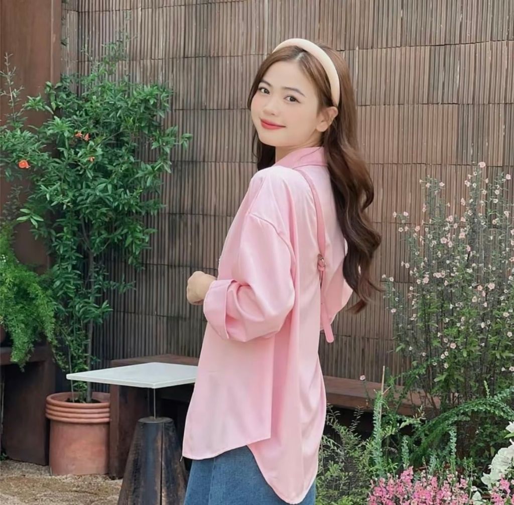 ÁO SƠ MI DÀI TAY LỤA CÁT HÀN QUỐC MÀU PASTEL