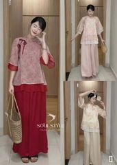 SET CÁCH TÂN ÁO VOAN TƠ HOA NHÍ CÁT TƯỜNG KÈM QUẦN LỤA