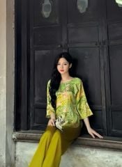 SET LAM VẢI LỤA XƯỚC ÁO HỌA TIẾT TAY LỠ