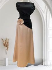 (NT) CHÂN VÁY LỤA PHI BÓNG SATIN ĐUÔI CÁ PHỐI NƠ TO