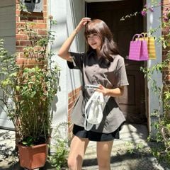 ÁO SƠ MI PHỐI NÚT XẺ TÀ CỘT EO SAU TÔN DÁNG