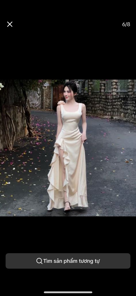 (NT) ĐẦM DÁNG DÀI XẺ TÀ LỆCH PHỐI BÈO CỔ VUÔNG 2 DÂY BẢN TO KÈM TAG NƠ
