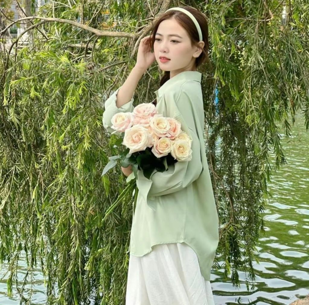 ÁO SƠ MI DÀI TAY LỤA CÁT HÀN QUỐC MÀU PASTEL