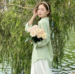 ÁO SƠ MI DÀI TAY LỤA CÁT HÀN QUỐC MÀU PASTEL