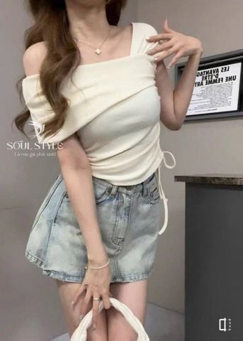 ÁO THUN KIỂU CHÉO TRỄ VAI 1 BÊN