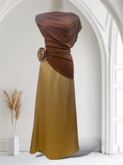 (NT) CHÂN VÁY LỤA PHI BÓNG SATIN ĐUÔI CÁ PHỐI NƠ TO