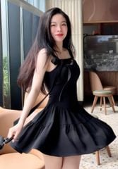 ĐẦM XÒE HAI DÂY BUỘC NƠ 1 BÊN KENVI DRESS