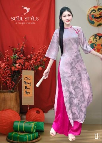 (TAG ĐÁ) SET ÁO DÀI GẤM PHỤNG