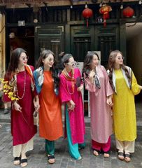SET ÁO DÀI GẤM KÈM QUẦN LỤA