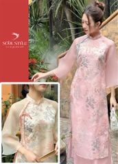 SET ÁO DÀI CÁCH TÂN VOAN TƠ THÊU CUNG ĐÌNH