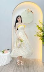 ĐẦM MAXI HOA NHÍ DÁNG XOÈ DÀI PHỐI NÈO NƠ NGỰC