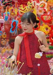 SET YẾM GÂM XỐP HOA DẬP NỔI PHỐI VOAN TƠ KÈM QUẦN