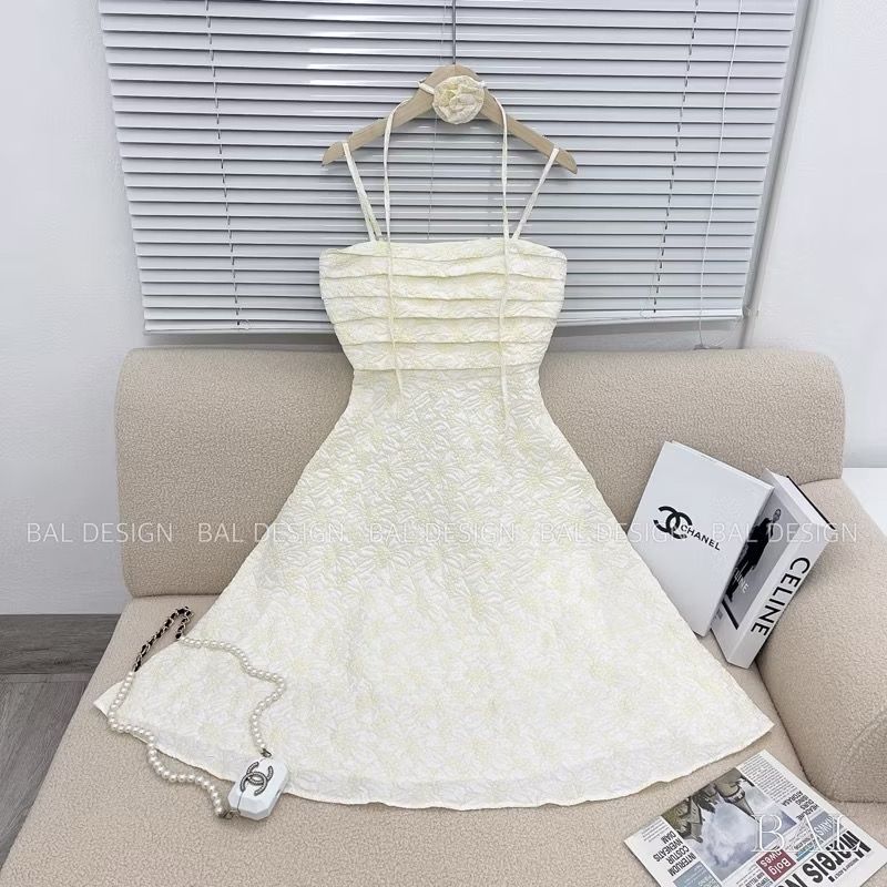 ĐẦM HOA XỐP XẾP LY NGỰC 2 DÂY DÁNG DÀI BO CHUN LƯNG