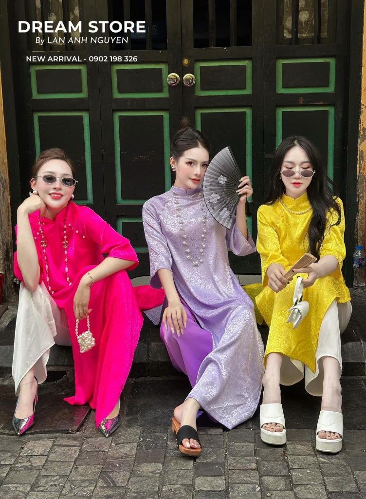 SET ÁO DÀI GẤM KÈM QUẦN LỤA