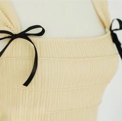 AUDREY TOP - ÁO THUN CROPTOP CỔ VUÔNG CỘT NƠ HAI BÊN NGỰC