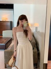 ĐẦM CÚP NGỰC XẾP LY 2 DÂY LOU DRESS