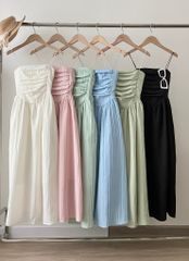 ĐẦM CÚP NGỰC XẾP LY 2 DÂY LOU DRESS