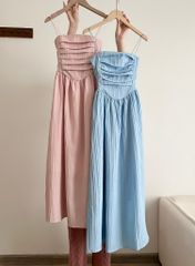 ĐẦM CÚP NGỰC XẾP LY 2 DÂY LOU DRESS