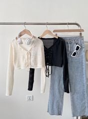ÁO KHOÁC LƯỚI CARDIGAN CỘT NƠ
