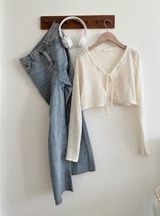 ÁO KHOÁC LƯỚI CARDIGAN CỘT NƠ