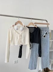 ÁO KHOÁC LƯỚI CARDIGAN CỘT NƠ