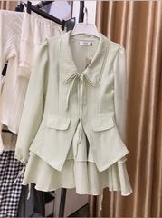 SET ÁO XẺ TÀ NƠ CỔ PHỐI REN KÈM CHÂN VÁY TẦNG DOLLY DRESS