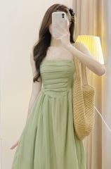ĐẦM CÚP NGỰC XẾP LY 2 DÂY LOU DRESS