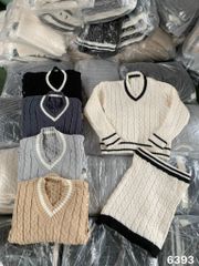 SET VÁY LEN XOẮN THỪNG CỔ TIM KÈM CHÂN VÁY