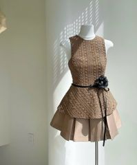 SET ÁO REN LEN KÈM CHÂN VÁY PHI TAG HOA CỘT EO