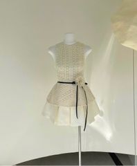 SET ÁO REN LEN KÈM CHÂN VÁY PHI TAG HOA CỘT EO