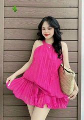 SET LỤA XẾP LI CỔ YẾM