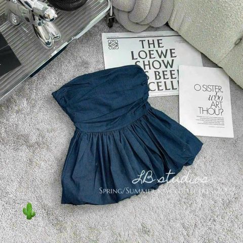 ÁO ỐNG JEAN XẾP LY PHỒNG CÓ MÚT
