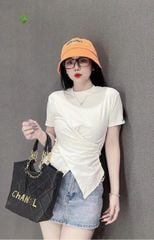 ÁO THUN NHÚN EO CHÉO GÂN LẠNH