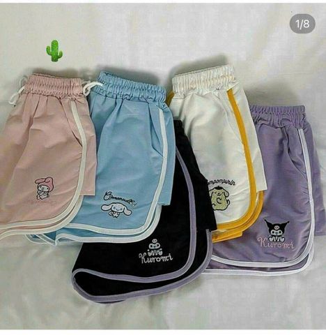 QUẦN SHORT THUN DA CÁ PHỐI VIỀN THÊU HÌNH