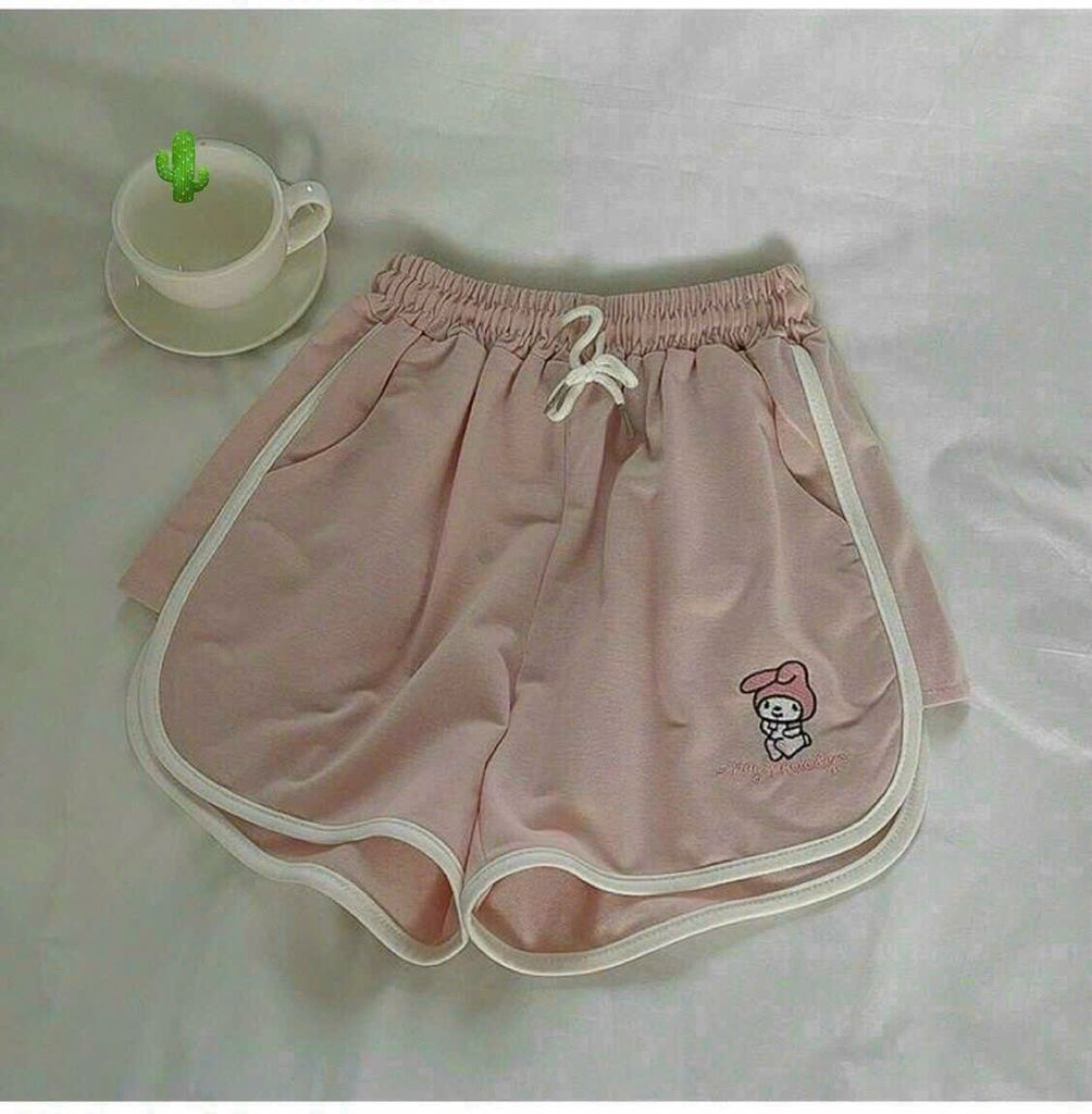 QUẦN SHORT THUN DA CÁ PHỐI VIỀN THÊU HÌNH