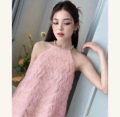 ĐẦM SÓNG CỔ YẾM PHỐI ĐÁ DÁNG XÒE NGẮN