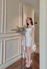 ĐẦM REN HỌA TIẾT 2 DÂY CHỮ A